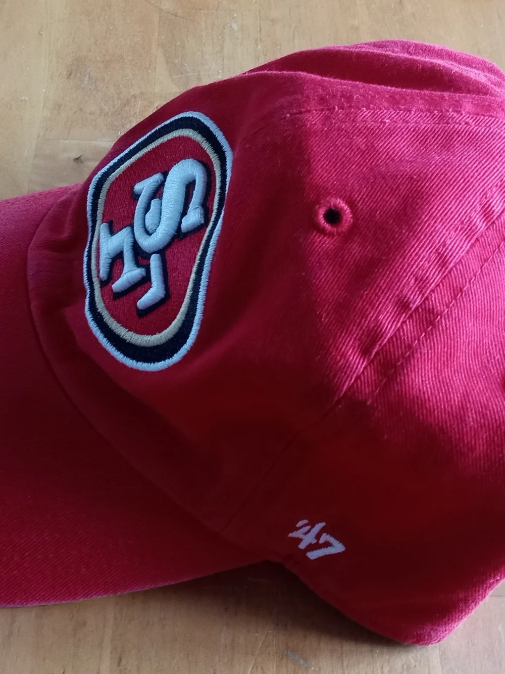 47 Brand Red Youth Baseball Cap with Black Logo Tag